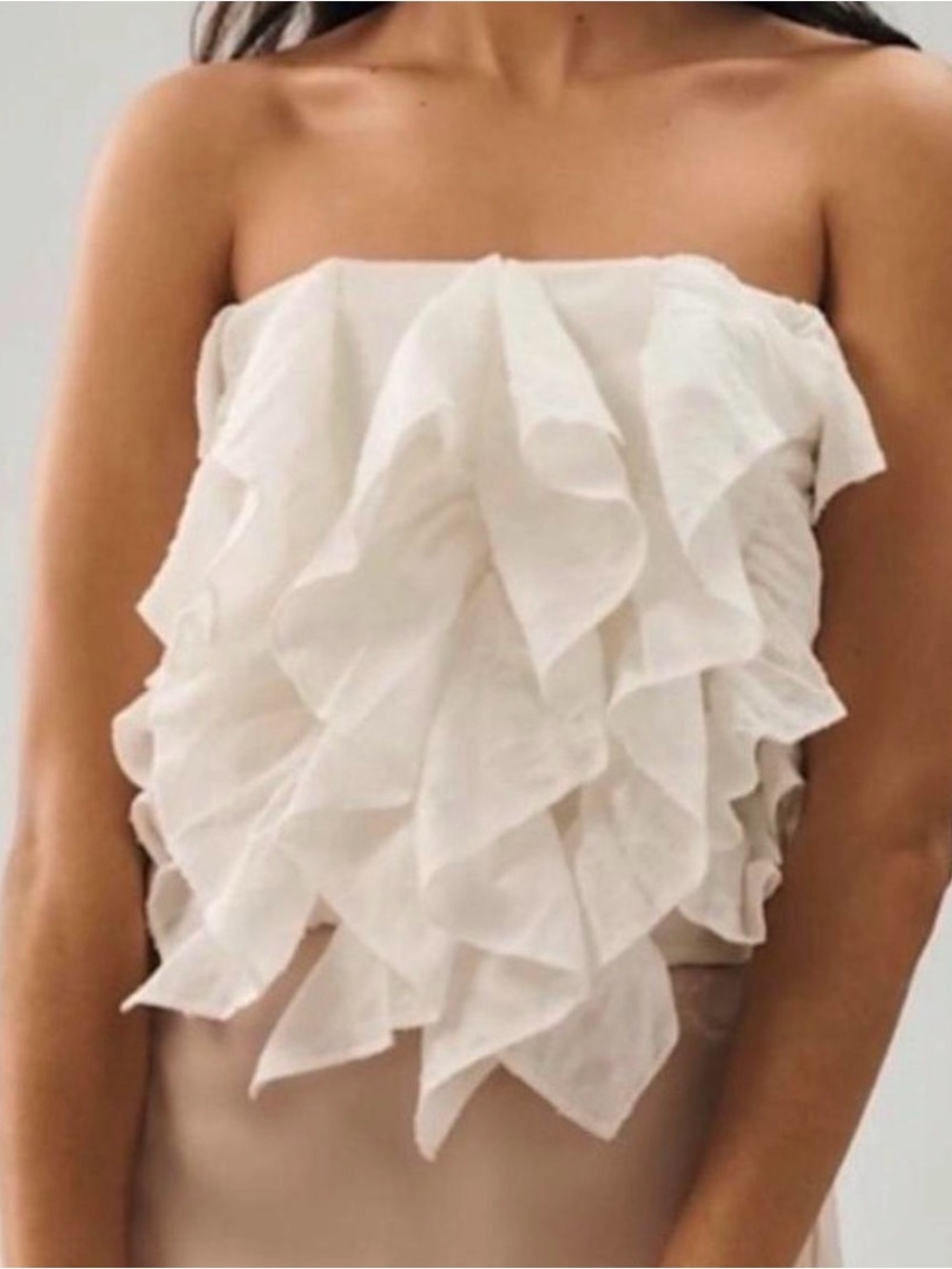 Anthropologie Women’s Ruffle Tube Top in Ivory